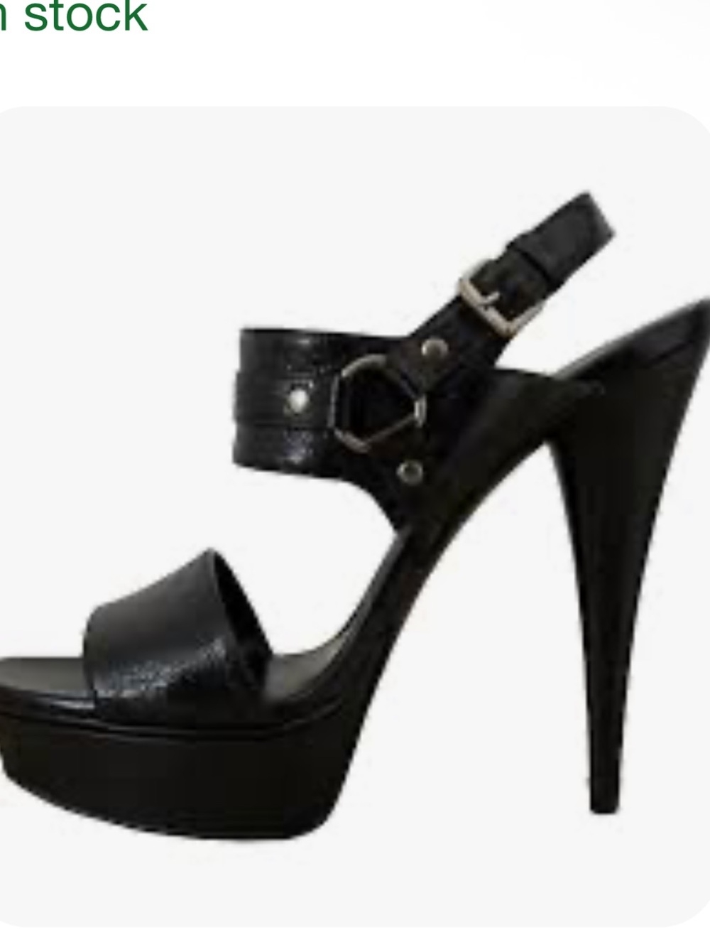 Saint Laurent Lido Black Leather Platform Ankle-Strap Heels
